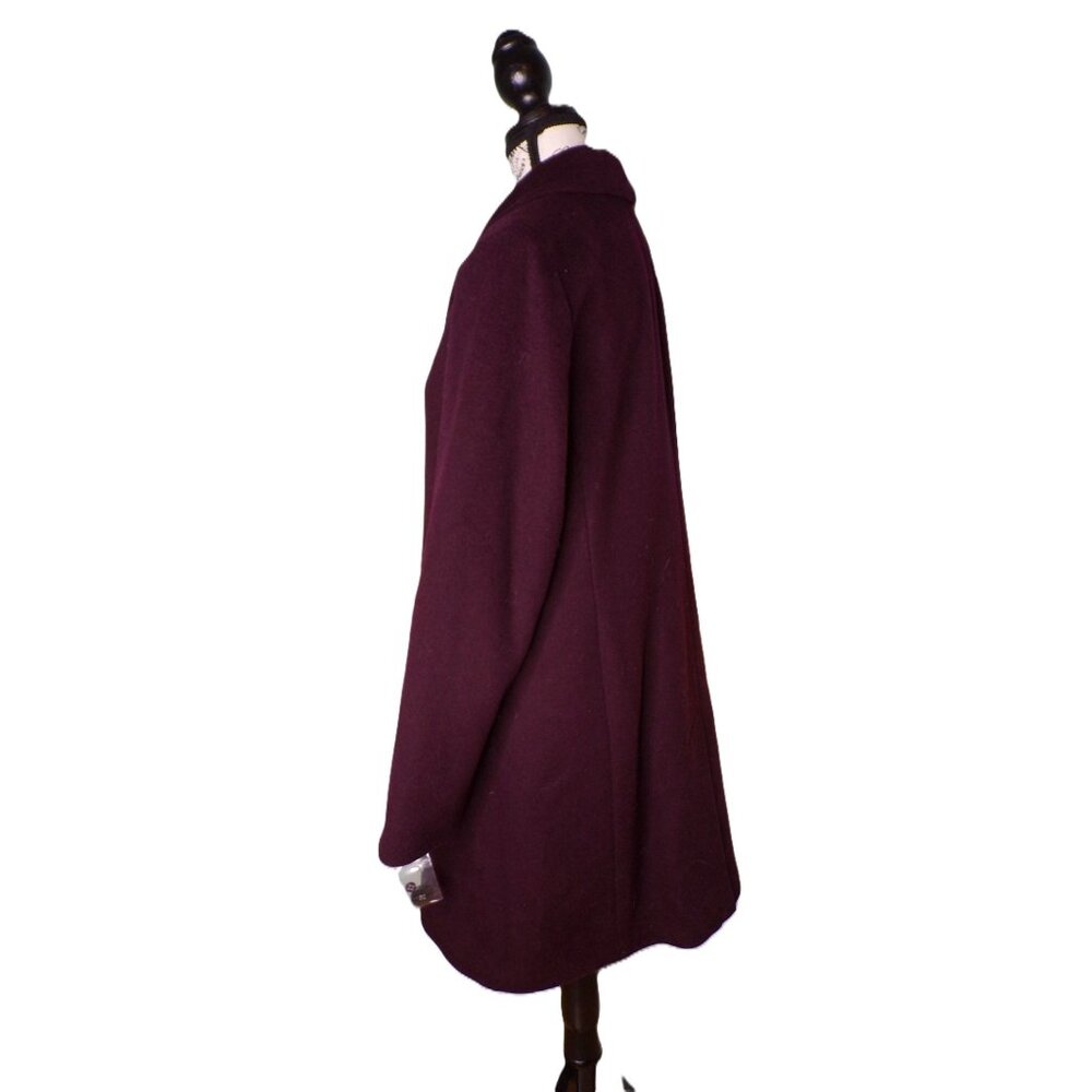 🆕RALPH LAUREN Longline Reefer Coat Wool Blend Wine Burgundy 10 - Picture 9 of 11